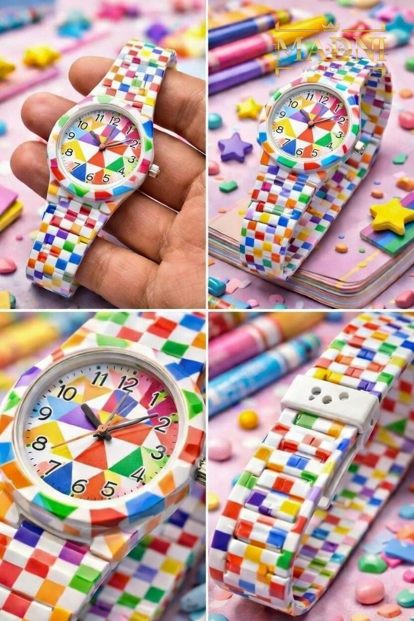 AURA Floral Print Watch – Lightweight Fiber, Butterfly Lock, Pretty Colors (Second Variants) - Madni Watches