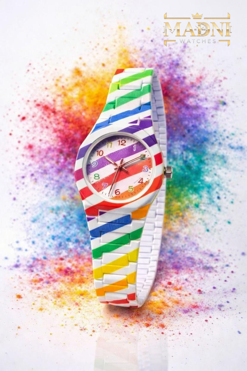 AURA Floral Print Watch – Lightweight Fiber, Butterfly Lock, Pretty Colors (Third Variants) - Madni Watches