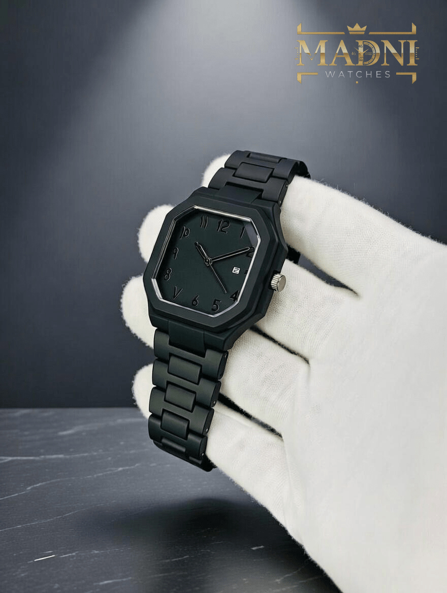 AURA Square Matte Black Watch - Madni Watches