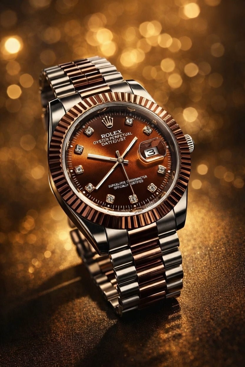 Rolex Date Coffee Dial – Working Date, Taj Lock, Attractive Colors - Madni Watches